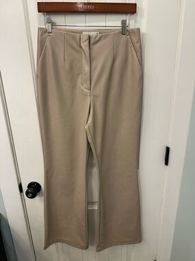 Abercrombie & Fitch Vegan Leather Pants in Light Beige